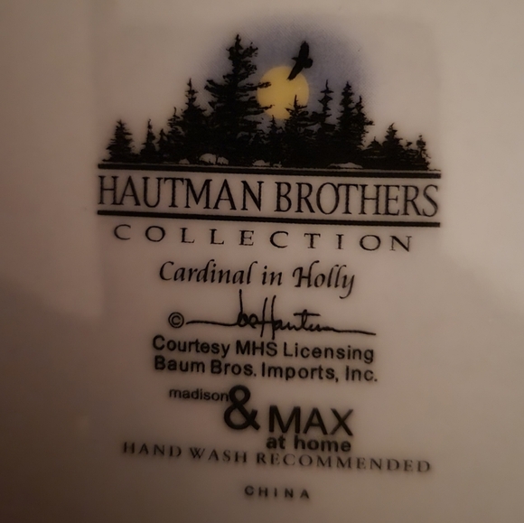 CARDINAL IN HOLLY VINTAGE PORCELAIN PLATE HAUTMAN BROTHERS COLLECTION. ☆3FOR$25☆ - Picture 3 of 4